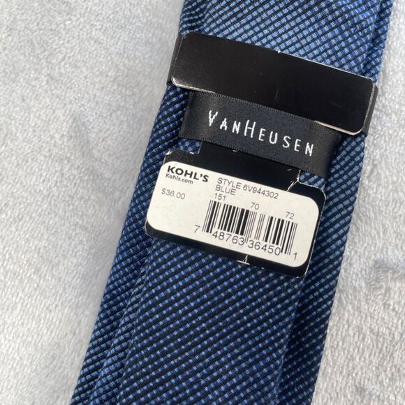 Van Heusen Mens Neck Tie Navy Blue Slim Skinny Short - Picture 5 of 11